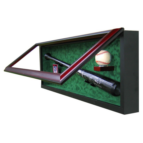 Baseball Bat, Ball and Card Custom Hand Crafted Wood Cabinet Display Case