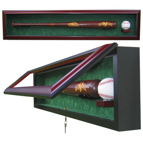 Baseball Bat And Ball Custom Hand Crafted Wood Cabinet Display Case