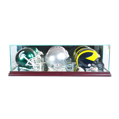 Triple Mini Football Helmet Glass Display Case