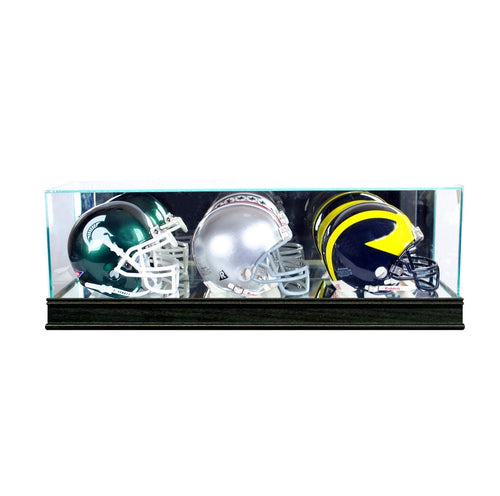 Triple Mini Football Helmet Glass Display Case