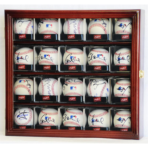 Twenty Baseball Cube Holder Square Wood Display Case