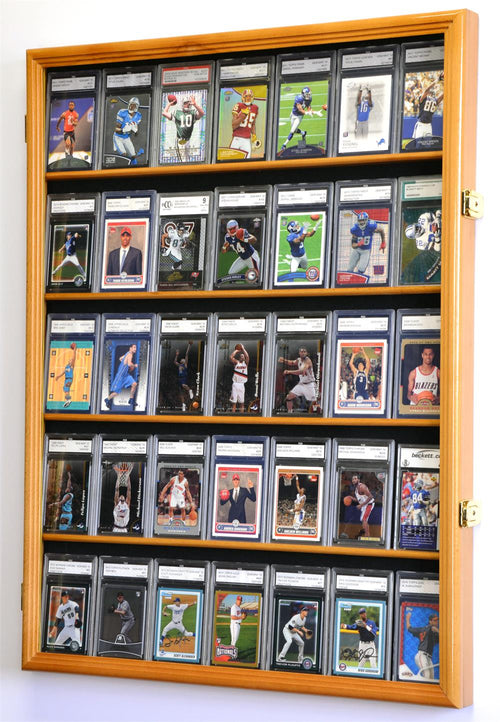 35 Graded/Slabbed Sports Card Display Case Wall Mount Cabinet
