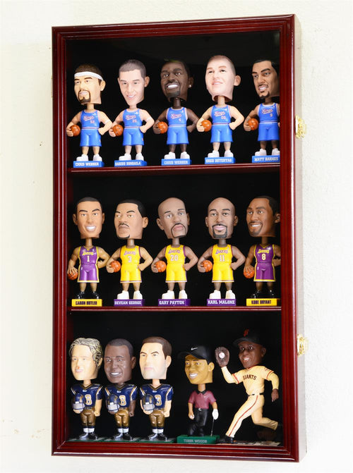 Bobblehead Wood Cabinet Display Case - Holds Up To 18 Bobbleheads