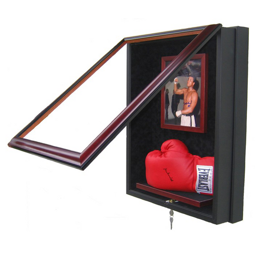 Boxing Glove and 8x10 Photo Custom Hand Crafted Wood Cabinet Display Case