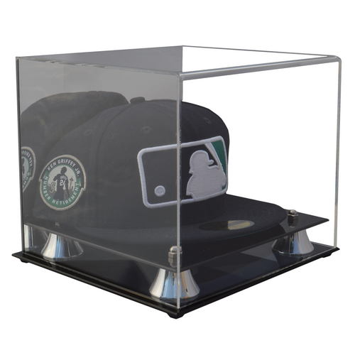 Baseball Hat Premium Display Case with Silver Risers