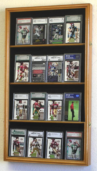 16 Graded/Slabbed Sports Card Display Case Wall Mount Cabinet