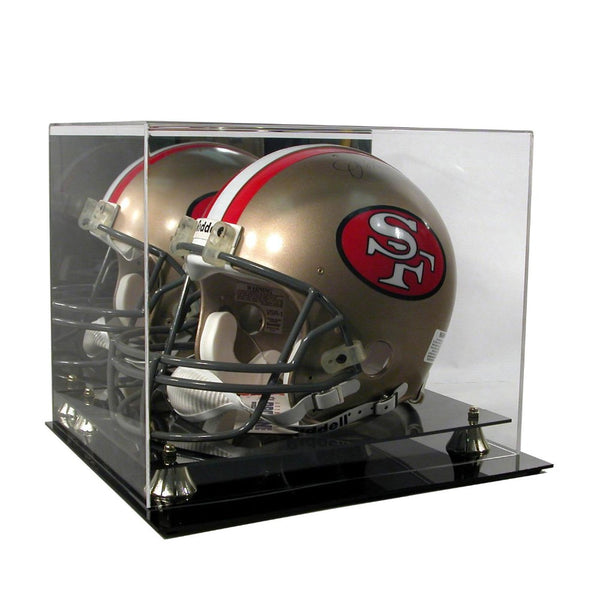 Football Helmet Premium Display Case with Gold Risers Free