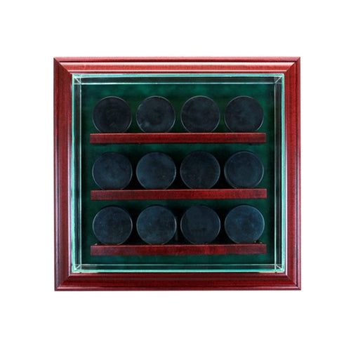 12 Hockey Puck Cabinet Glass Display Case
