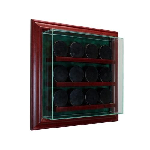 12 Hockey Puck Cabinet Glass Display Case