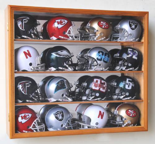 football helmet cabinet Mini Football Helmet Wood Cabinet Display Case