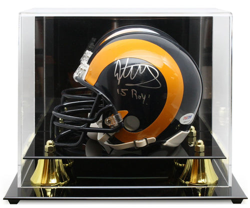 Mini Football Helmet Premium Display Case with Gold Risers