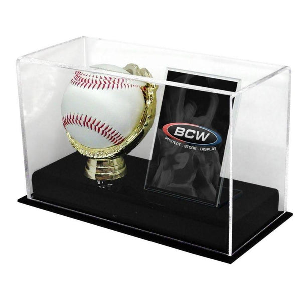 Baseball and Card Display Case with Gold Glove Holder Baseball and Card Display Case with Gold Glove Holder