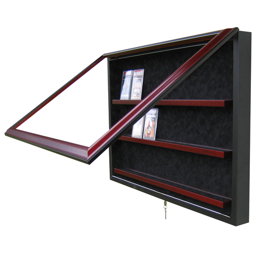flat card display case QTYORD Case, Aluminum 34" L x 22" W Glass Display for Cards, XL Large Table Top Display Case with Lock, Portable Trade Show for Jewelry MTG Cards Collectible while the inside dimensions measure 30 width Baseball Card Display Cases |