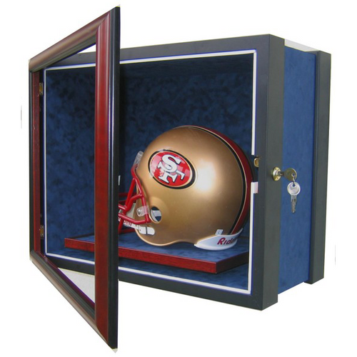 Full Size Football Helmet Custom Hand Crafted Wood Cabinet Display Case