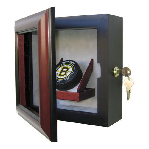 Hockey Puck Custom Hand Crafted Wood Cabinet Display Case