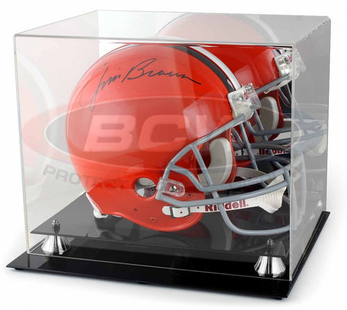 Football Helmet Premium Display Case with Silver Risers