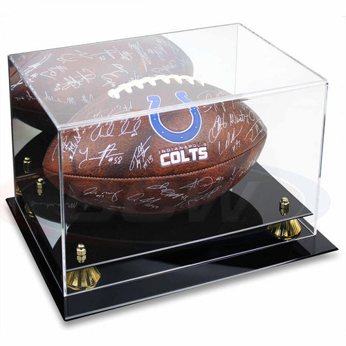 Football Premium Display Case with Gold Risers