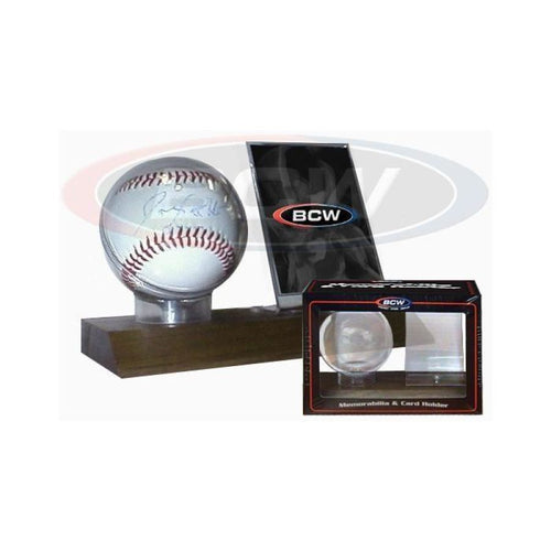 Baseball And Card Display Holder Wood Base Cases
