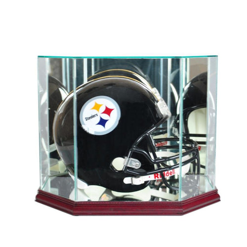 Football Helmet Octagon Display Case Cherry