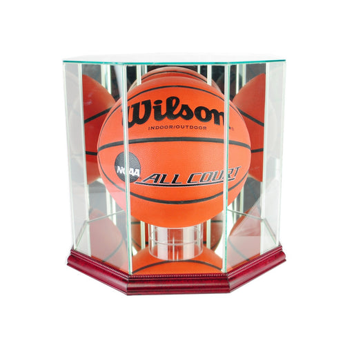 Black Lacquer Lighted Rotating Display Case for Basketball