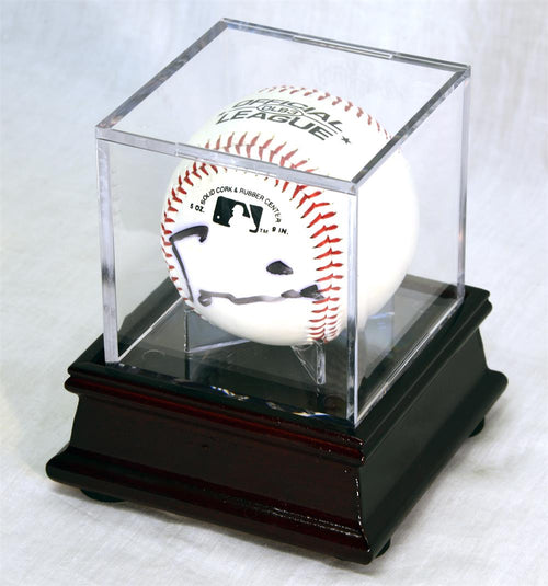 Baseball Cube Wood Display Case