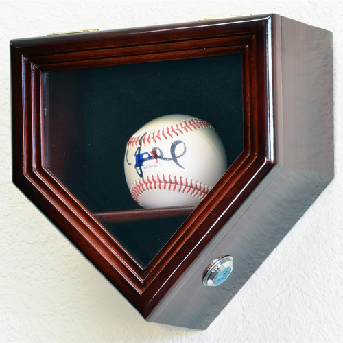 One Baseball Home Plate Wood Display Case