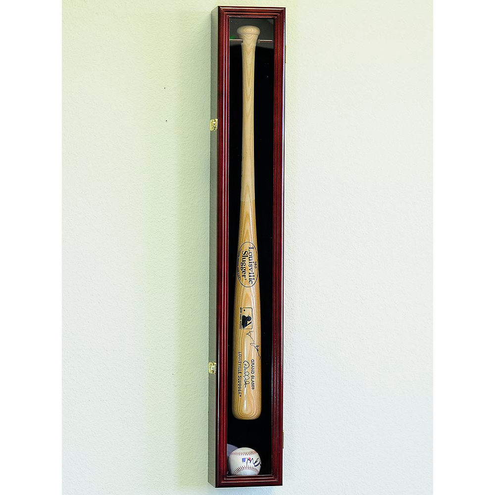 Small Mini 18 inch Bat Baseball Display Case Cabinet, Men's, Brown