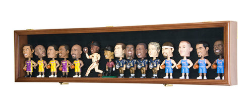 Long Bobblehead Wood Cabinet Display Case - Holds Up To 15 Bobbleheads