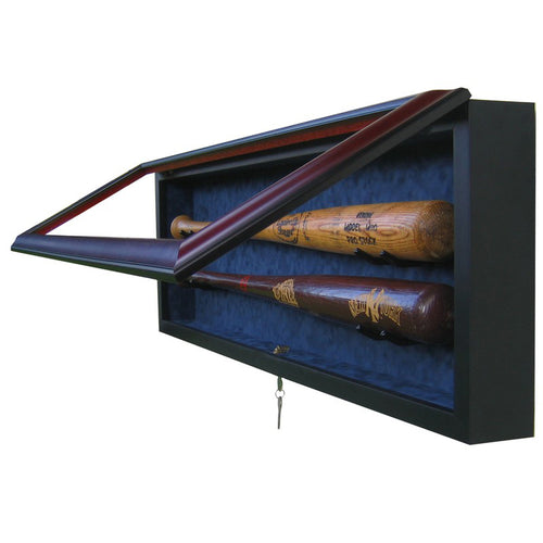 Two Baseball Bat Custom Hand Crafted Wood Cabinet Display Case
