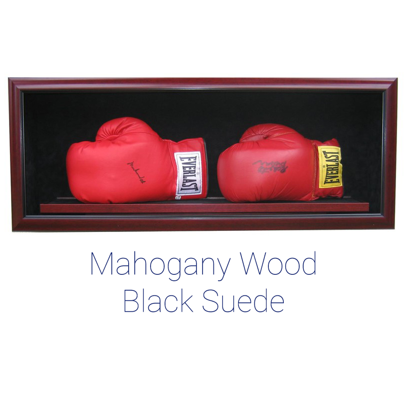 Two Boxing Glove Custom Hand Crafted Wood Display Case