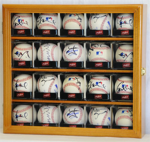 Twenty Baseball Cube Holder Square Wood Display Case