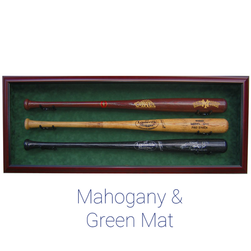 Three Baseball Bat Custom Hand Crafted Wood Cabinet Display Case