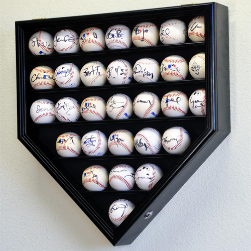 Thirty Baseball Home Plate Wood Display Case