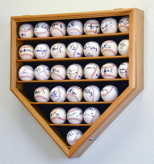 Thirty Baseball Home Plate Wood Display Case