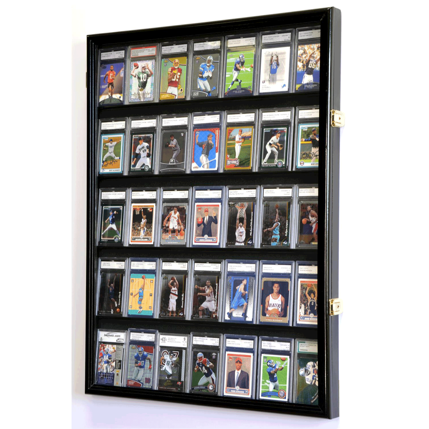 35 Graded/Slabbed Sports Card Display Case Wall Mount Cabinet 35 Graded/Slabbed Sports Card Display Case Wall Mount Cabinet