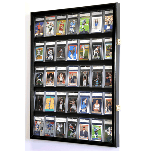 35 Graded/Slabbed Sports Card Display Case Wall Mount Cabinet