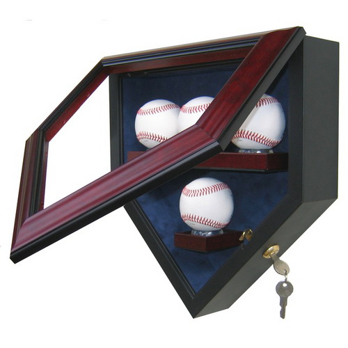 Four Baseball Custom Hand Crafted Wood Cabinet Display Case
