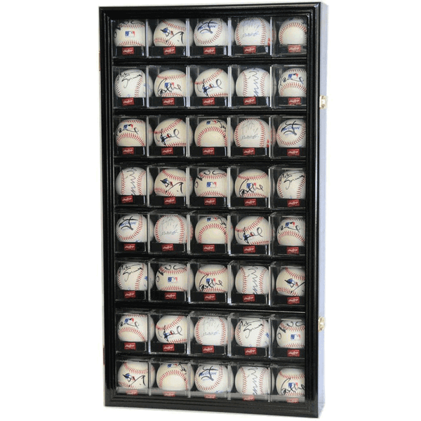 Baseball Game Ball Rack Baseball Bat Holder Baseball Ball Display Case - Wall Rack - Cherry ...
