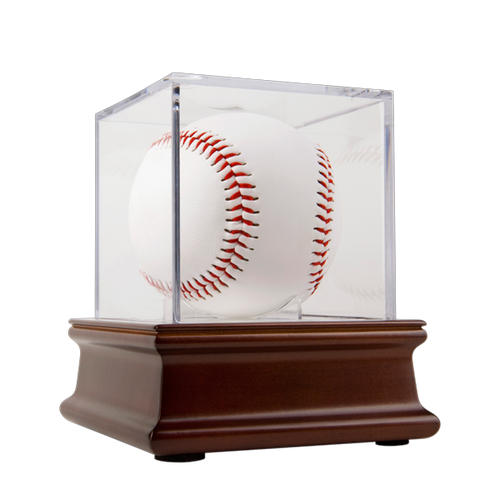 Baseball Cube Mahogany Wood Base Only (No Ball Cube)