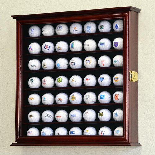 Forty Nine Golf Ball Square Wood Cabinet Display Case