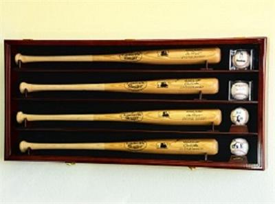 Four Baseball Bat And Ball Wood Cabinet Display Case