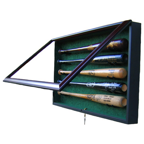 Five Baseball Bat Custom Hand Crafted Wood Cabinet Display Case