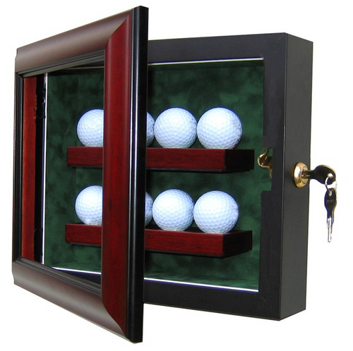 8 Golf Ball Custom Hand Crafted Wood Cabinet Display Case