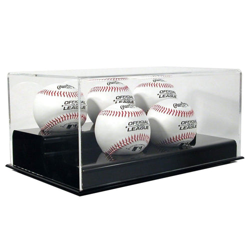 Five Baseball Display Case Acrylic Base