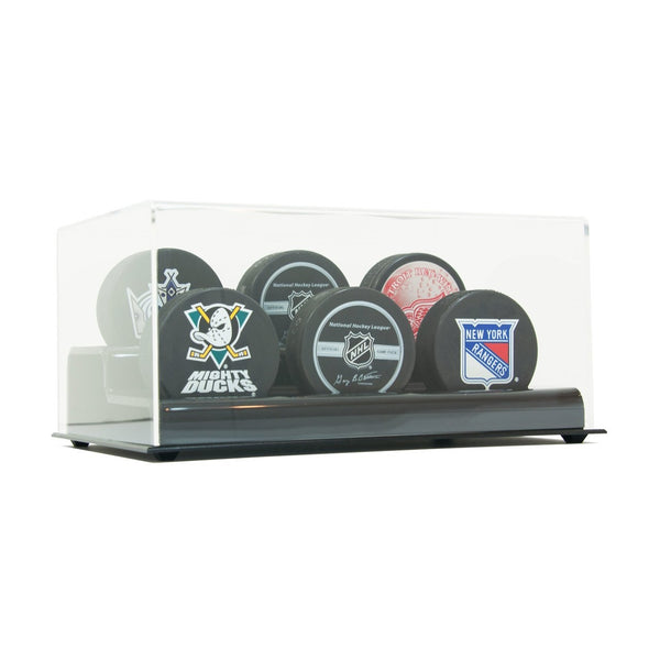 Six Hockey Puck Display Case Acrylic Base Free Shipping Memorabilia