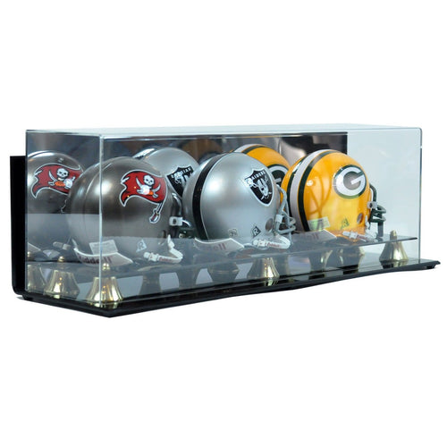 Triple Mini Football Helmet Premium Display Case Wall Mountable