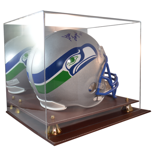Executive Leather Acrylic Football Helmet Display Case