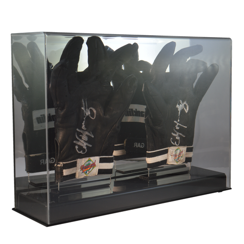 Double Baseball Batting Glove or Football Glove Display Case with Mirror Back