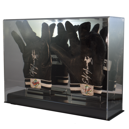 Double Baseball Batting Glove or Football Glove Display Case with Mirror Back