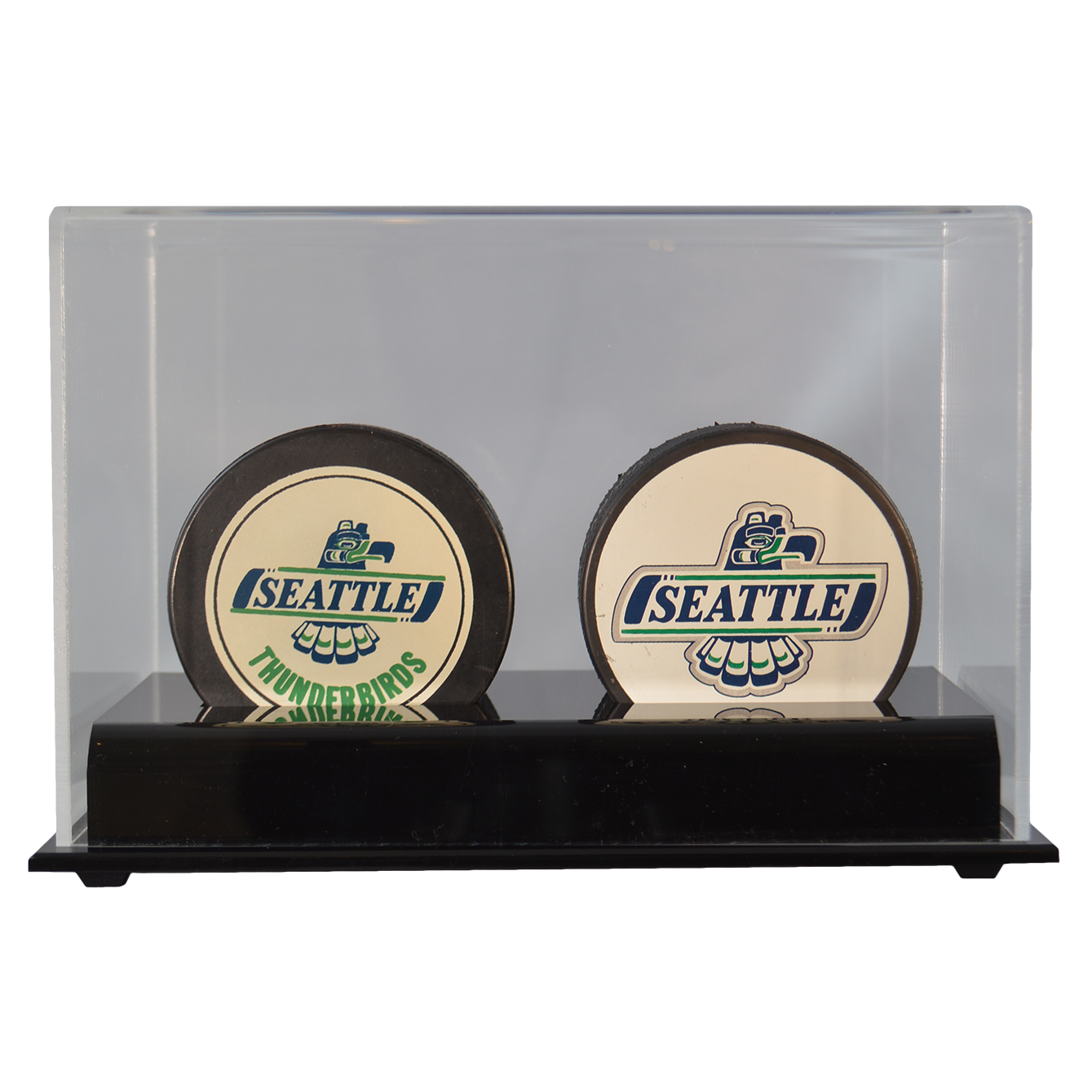 Double Hockey Puck Display Case Acrylic Base Free Shipping Memorabilia Displays
